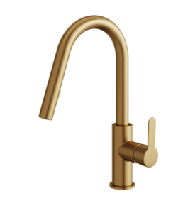 Aquabrass Barley pull-down dual stream mode kitchen faucet brushed gold