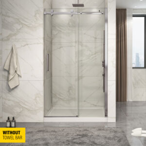 Zitta Piazza Shower door 48", in alcove, in brushed nickel