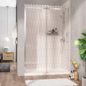 Zitta Vaia Shower door 54", in alcove, in chrome