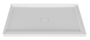 ZITTA Shower base 48″ x 32″, in a corner, wall on the left side, in glossy white with Magnetic cover cap tray