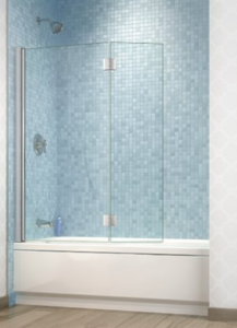 FLEURCO Siena Duo Tub shield, (6 mm) glass, 58" H Bi-fold pivot tub shield. CHROME