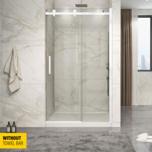 Zitta Piazza Shower door 48", in alcove, in matte white