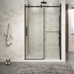 Zitta Piazza 2.0 Shower door 54", in alcove, in matte black