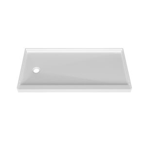 Zitta Shower base 60 x 32, in alcove, drain on the left side, in glossy white