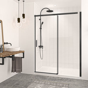 Zitta Vague Shower door 60", in alcove, in matte black