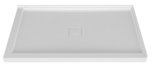 ZITTA Shower base 48″ x 32″, in a corner, wall on the right side, in glossy white with Magnetic cover cap tray