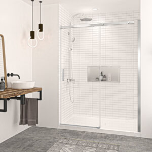 Zitta Vague Shower door 60", in alcove, in chrome