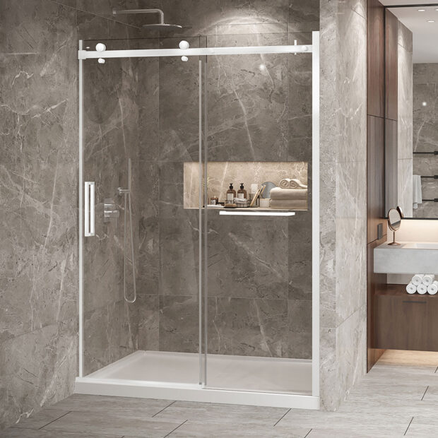 Zitta Bellini 2.0 Shower door 60", in alcove, in matte white