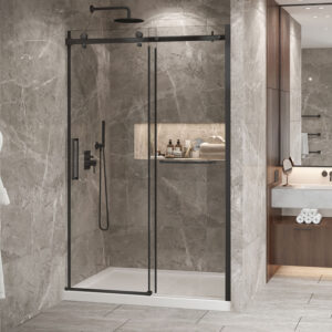Zitta Bellini 2.0 Shower door 54", in alcove, in matte black