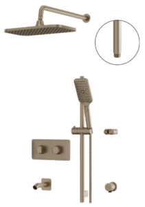 AQUABRASS INABOX02 Shower/bath Faucet whit SPOUT 3-WAY SHARED, VALVE T12123 INCLUDED, BRUSHED NICKEL