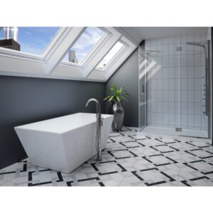 NEPTUNE Prague F1 3260 AFR Baignoire autoportante blanche en acrylqiue avec drain central