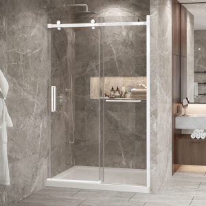 Zitta Bellini 2.0 Shower door 54", in alcove, in matte white
