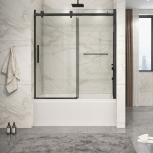 Zitta Piazza 2.0 Bathtub door 60", in alcove, in matte black