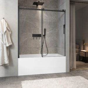Zitta Minia Bathtub door 60", in alcove, in chrome