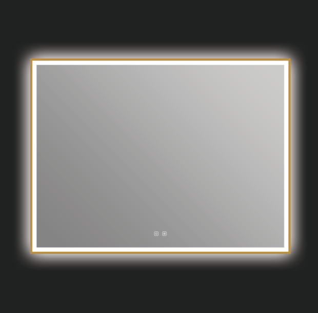 ICO Eden 48 x 36 LED heated mirror with defogger - brushed gold