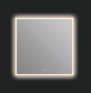 ICO Eden 36 x 36 LED heated mirror with defogger- brushed gold