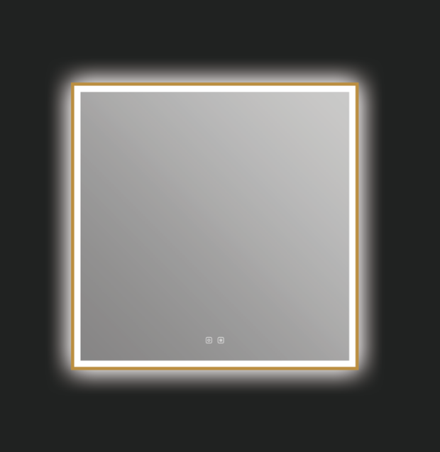 ICO Eden 36 x 36 LED heated mirror with defogger- brushed gold