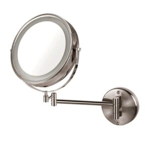 ICO 8.5 double sided lighted wall-mounted magnifying mirror - brushed nickel