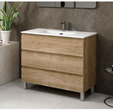 AKTUELL PARIS 80 31″ VANITÉ AVEC COMPTOIR EN PORCELAINE BLANCHE EN CHÊNE NATUREL