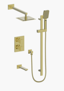 Vogt - garniture KAPFENBERG pour douche thermostatique 3 voies - or brossé (La valve VE.320 n'est pas incluse)