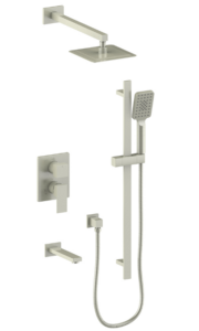 Vogt - KAPFENBERG ensemble de douche pression équilibrée  3 voies - nickel brossé (valve incluse)