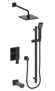 Vogt - KAPFENBERG ensemble de douche pression équilibrée 3 voies - noir mat (valve incluse)