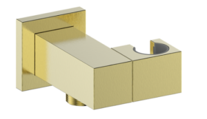 Vogt - Connecteur coude carré avec support de douche à main - or brossé