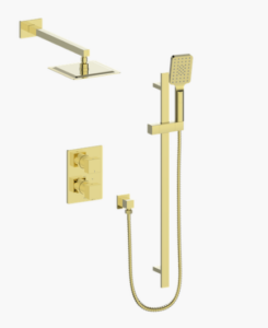 Vogt - garniture KAPFENBERG pour kit de douche  thermostatique à 2 voies - or brossé (La valve Ve.220 pas incluse)