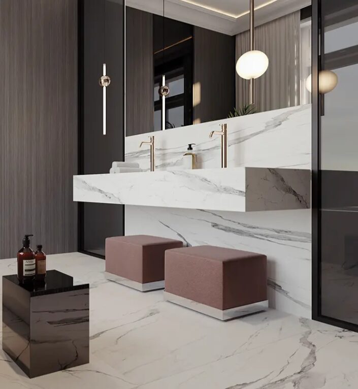 24 x 24 Mayfair Statuario Venato HD Tuile en Porcelaine Rectifiée HD