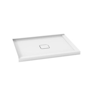 KALIA Kover™ Base de douche rectangulaire en acrylique 48” x 36” antifuite - Drain central, INSTALLATION MUR À GAUCHE