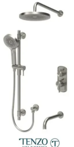 TENZO Alyss, Ensemble de douche T-Box, 3 fonctions, Nickel Brossé, Valve Incluse