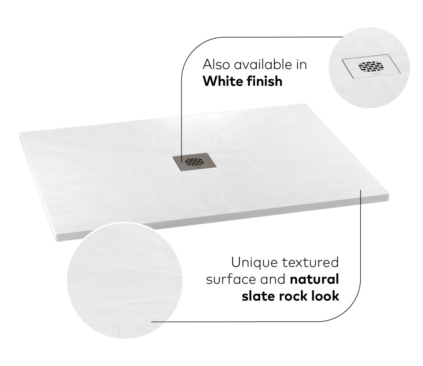 KALIA LAUZA Base de douche en Castylat™ - 48” x 36” - Blanc Lisse