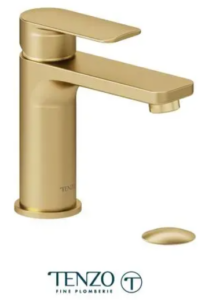 TENZO DELANO Robinet de lavabo monotrou, drain avec trop plein inclus en Or Brossé