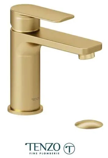 TENZO DELANO Robinet de lavabo monotrou, drain avec trop plein inclus en Or Brossé