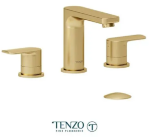 TENZO DELANO Robinet de lavabo 8 pouces, drain avec trop plein inclus en Or Brossé