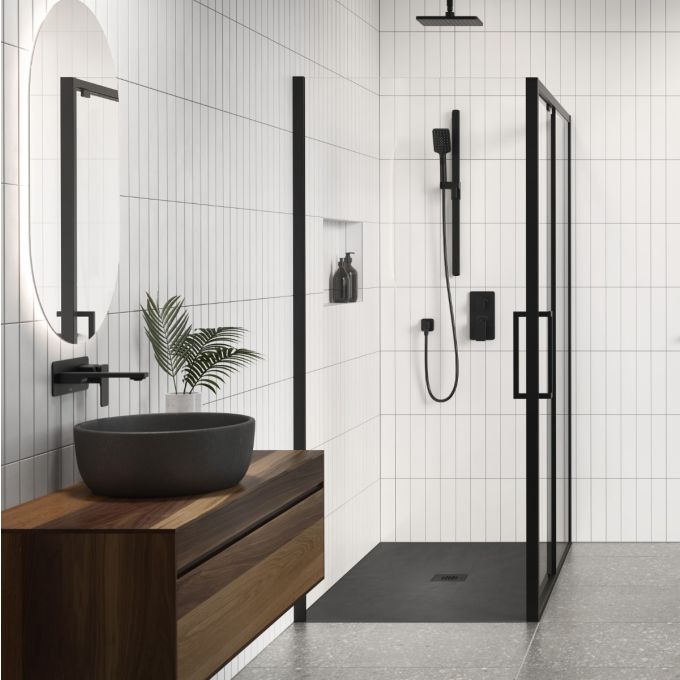 KALIA LAUZA Base de douche en Castylat™ - 60” x 36” - Noir Texturé