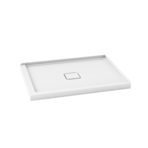 KALIA Kover™ Base de douche rectangulaire en acrylique 48” x 36” antifuite - Drain central, INSTALLATION MUR À DROITE