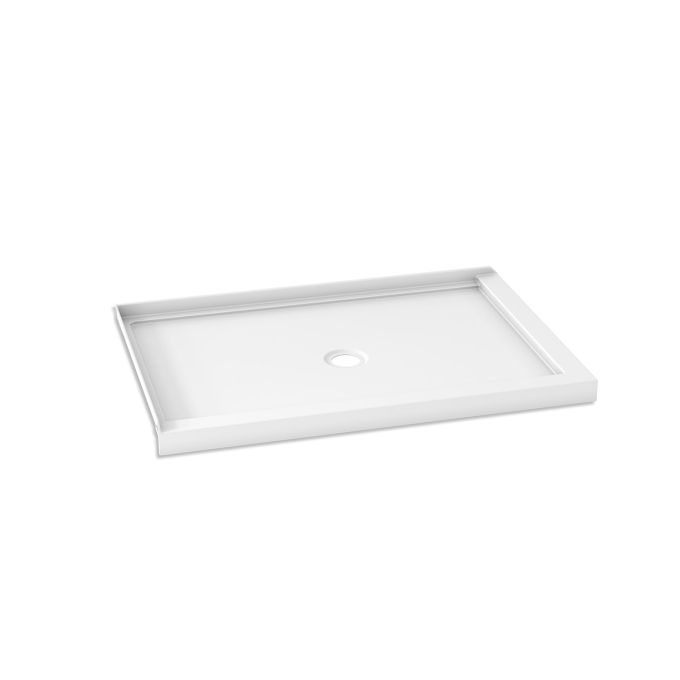 KALIA Koncept™ Base de douche rectangulaire en acrylique 48x32 - Drain central INSTALLATION MUR À GAUCHE