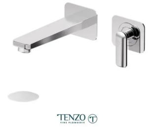 TENZO DELANO Robinet de lavabo mural avec drain pop-up avec trop plein inclus en Chrome