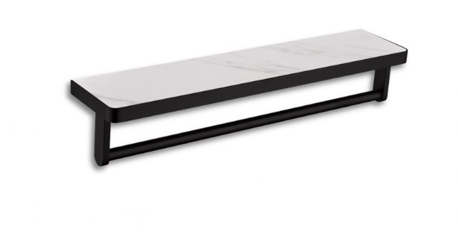Aurea - Wall-mounted shelf with towel rack - Matte black