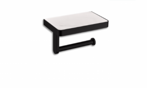 Aurea - Wall-mounted toilet paper holder with shelf - Matte black
