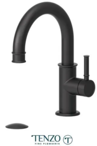 TENZO ALYSS Robinet de lavabo monotrou, drain avec trop plein inclus en Noir Mat