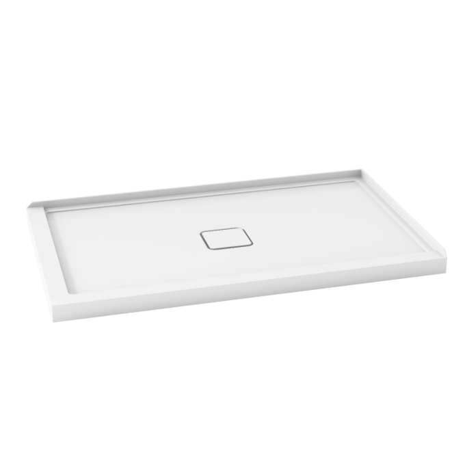 KALIA Kover™ 60x36 Base de douche rectangulaire en acrylique 60” x 36” antifuite - Drain central INSTALLATION MUR À GAUCHE