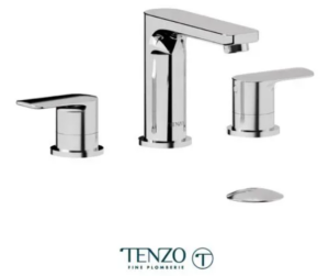 TENZO DELANO Robinet de lavabo 8 pouces, drain avec trop plein inclus en Chrome