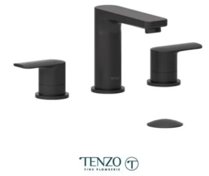 TENZO DELANO Robinet de lavabo 8 pouces, drain avec trop plein inclus en Noir Mat