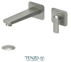 TENZO DELANO Robinet de lavabo mural avec drain pop-up avec trop plein inclus en Nickel Brossé