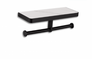 Aurea - Tablette porte-papier toilette murale double - Noir mat