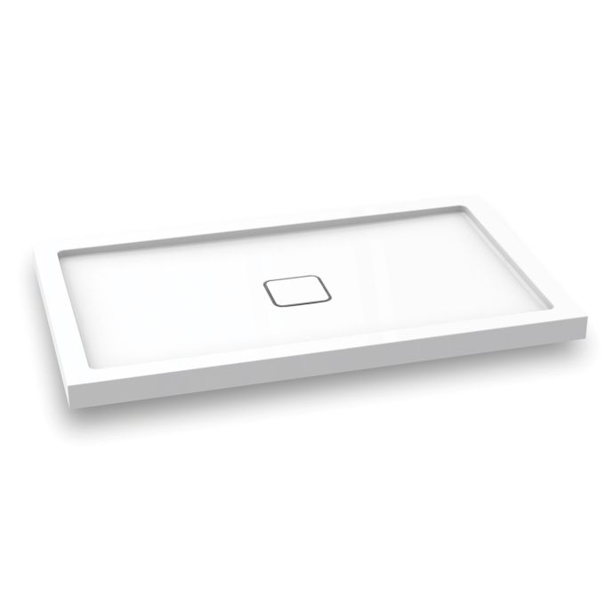 KALIA Kover™ 60x36 Base de douche rectangulaire en acrylique 60” x 36” - Drain central (Ensemble de bride de carrelage inclus) Installation en coin ou en alcôve