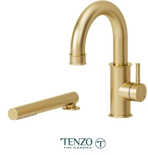 TENZO ALYSS 2 pieces deck mount tub filler, BRUSHED GOLD