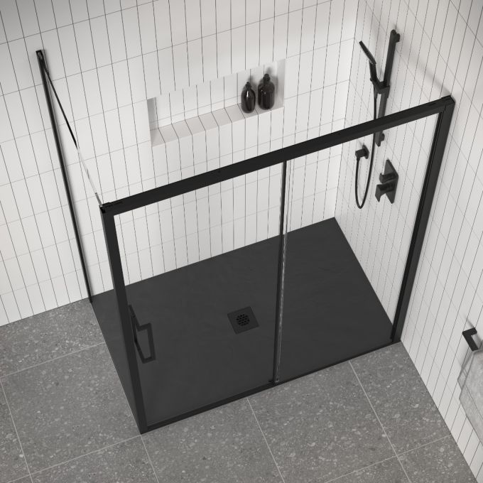 KALIA LAUZA Base de douche en Castylat™ - 60” x 36” - Noir Texturé